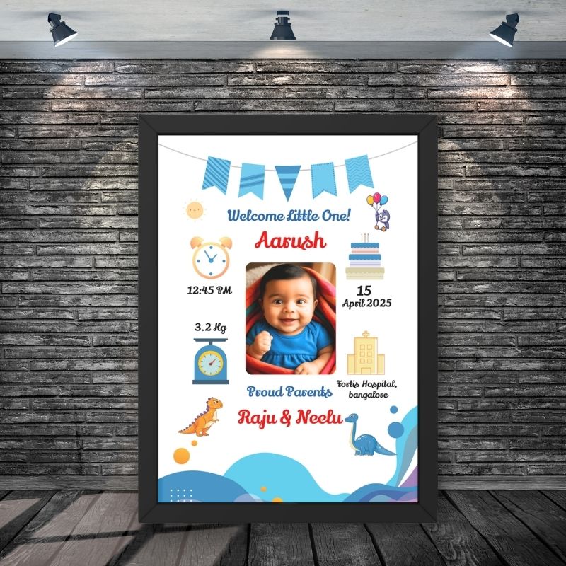 Personalised Newborn Baby Boy Frame