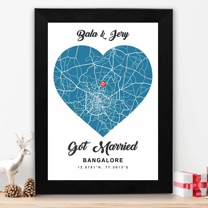 Personalized street map - Heart shape red
