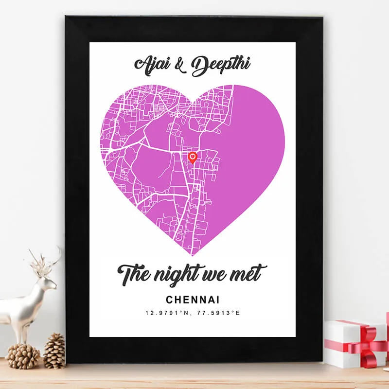 Personalized street map - Heart shape red