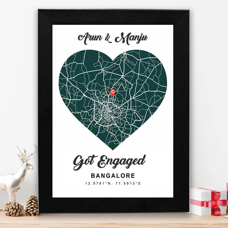 Personalized street map - Heart shape red